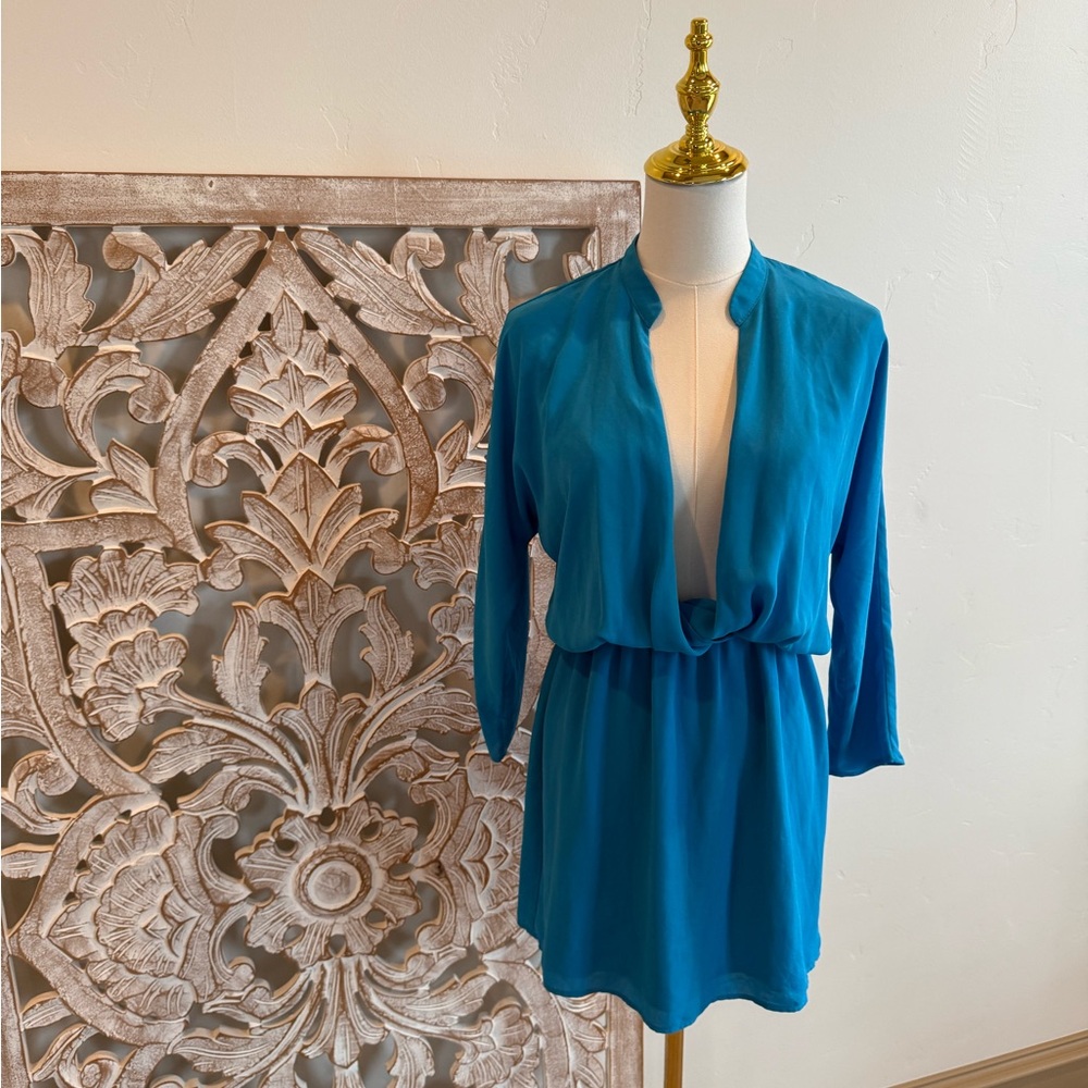 Teal Draped Front Mini Dress – Effortless & Chic